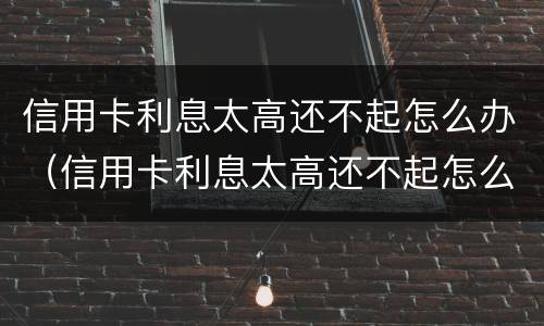 信用卡利息太高还不起怎么办（信用卡利息太高还不起怎么办国家法律还款）