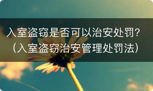 入室盗窃是否可以治安处罚？（入室盗窃治安管理处罚法）