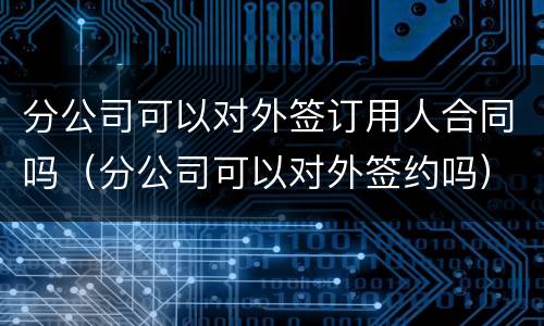 分公司可以对外签订用人合同吗（分公司可以对外签约吗）
