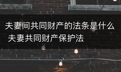夫妻间共同财产的法条是什么 夫妻共同财产保护法
