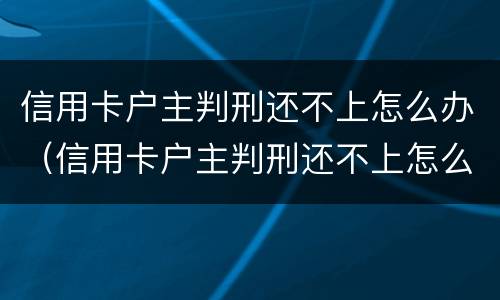 信用卡户主判刑还不上怎么办（信用卡户主判刑还不上怎么办呢）