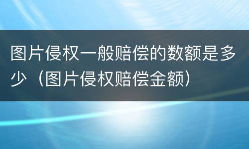 图片侵权一般赔偿的数额是多少（图片侵权赔偿金额）