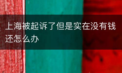 上海被起诉了但是实在没有钱还怎么办