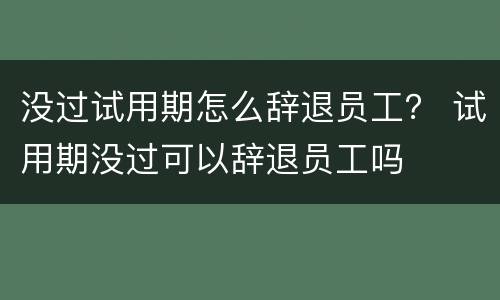 没过试用期怎么辞退员工？ 试用期没过可以辞退员工吗