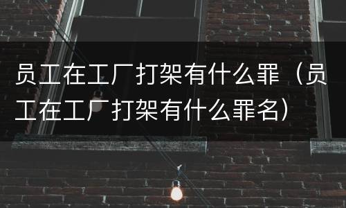 员工在工厂打架有什么罪（员工在工厂打架有什么罪名）