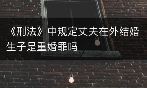 《刑法》中规定丈夫在外结婚生子是重婚罪吗