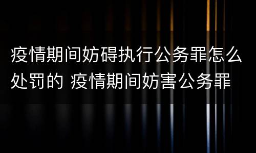 疫情期间妨碍执行公务罪怎么处罚的 疫情期间妨害公务罪
