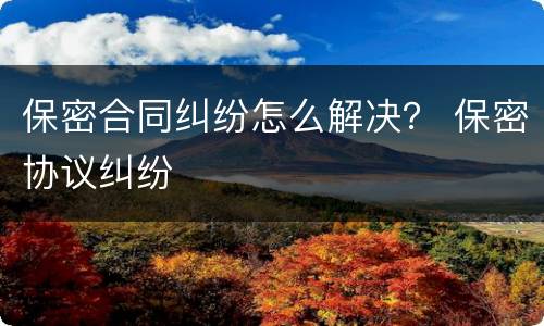 保密合同纠纷怎么解决？ 保密协议纠纷