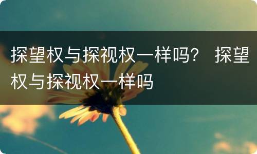 探望权与探视权一样吗？ 探望权与探视权一样吗