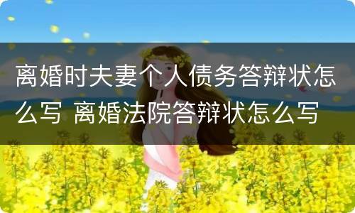 离婚时夫妻个人债务答辩状怎么写 离婚法院答辩状怎么写
