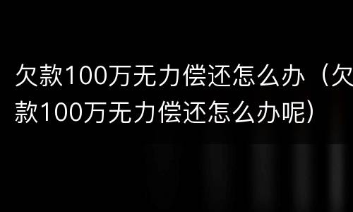 欠款100万无力偿还怎么办（欠款100万无力偿还怎么办呢）