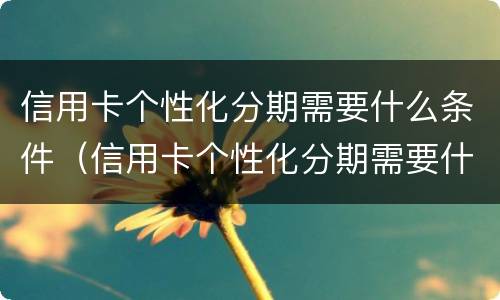 信用卡个性化分期需要什么条件（信用卡个性化分期需要什么条件才能申请）