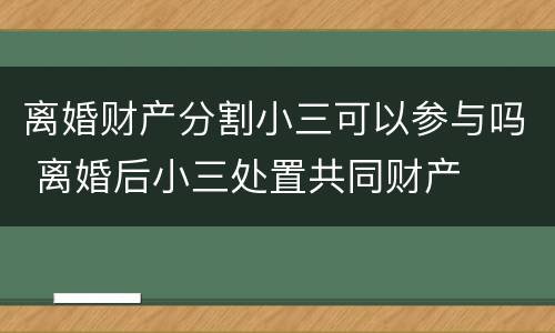 离婚财产分割小三可以参与吗 离婚后小三处置共同财产