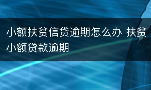 小额扶贫信贷逾期怎么办 扶贫小额贷款逾期