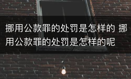 挪用公款罪的处罚是怎样的 挪用公款罪的处罚是怎样的呢