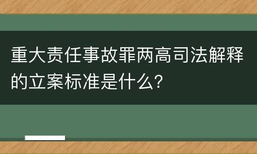 重大责任事故罪两高司法解释的立案标准是什么？