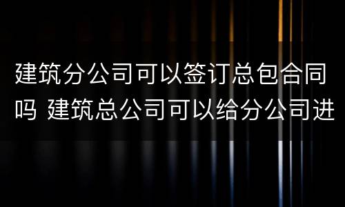 建筑分公司可以签订总包合同吗 建筑总公司可以给分公司进行劳务分包