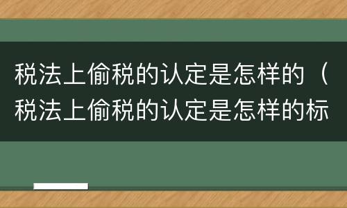 税法上偷税的认定是怎样的（税法上偷税的认定是怎样的标准）