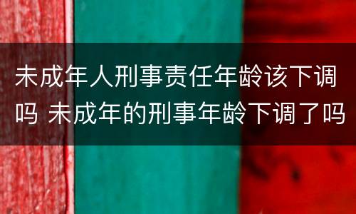 未成年人刑事责任年龄该下调吗 未成年的刑事年龄下调了吗
