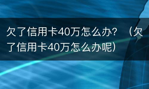 欠了信用卡40万怎么办？（欠了信用卡40万怎么办呢）