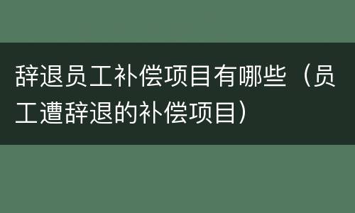 辞退员工补偿项目有哪些（员工遭辞退的补偿项目）
