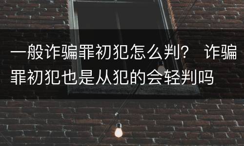 一般诈骗罪初犯怎么判？ 诈骗罪初犯也是从犯的会轻判吗