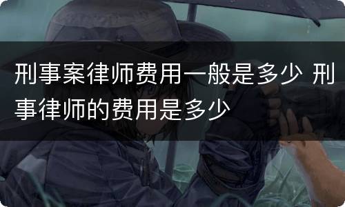 刑事案律师费用一般是多少 刑事律师的费用是多少