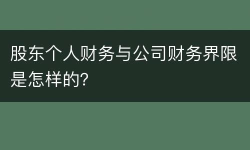 股东个人财务与公司财务界限是怎样的？
