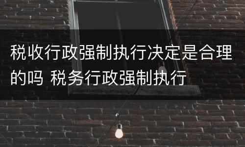 税收行政强制执行决定是合理的吗 税务行政强制执行