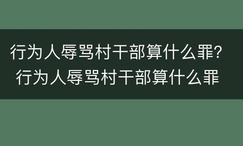 行为人辱骂村干部算什么罪？ 行为人辱骂村干部算什么罪
