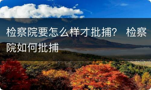 检察院要怎么样才批捕？ 检察院如何批捕