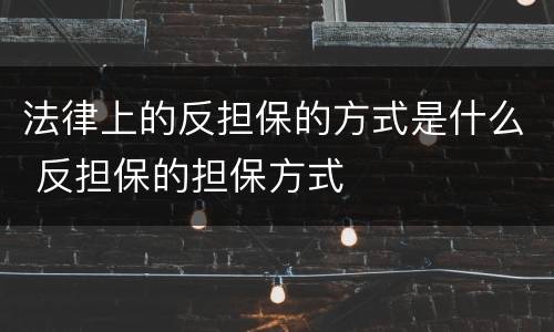 法律上的反担保的方式是什么 反担保的担保方式