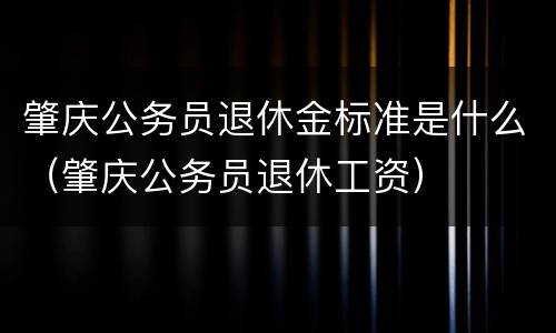 肇庆公务员退休金标准是什么（肇庆公务员退休工资）