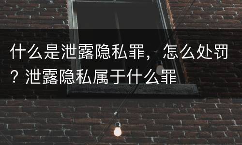 什么是泄露隐私罪，怎么处罚? 泄露隐私属于什么罪