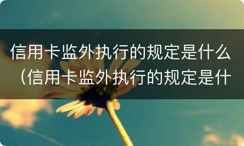 信用卡监外执行的规定是什么（信用卡监外执行的规定是什么意思）