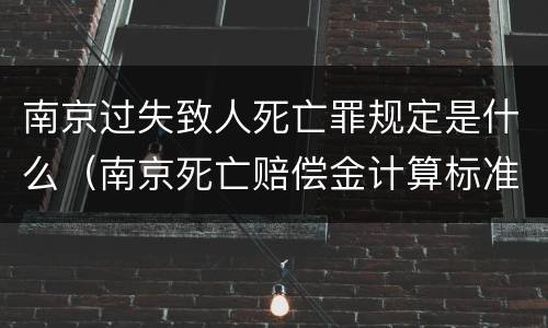 南京过失致人死亡罪规定是什么（南京死亡赔偿金计算标准）