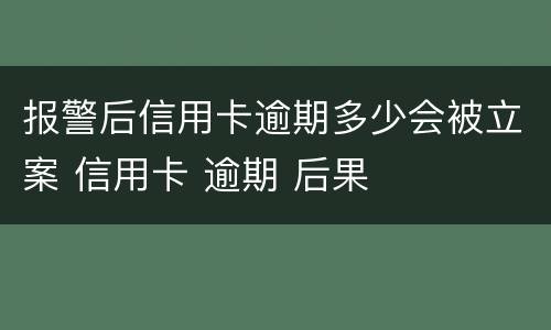 报警后信用卡逾期多少会被立案 信用卡 逾期 后果