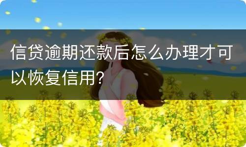 信贷逾期还款后怎么办理才可以恢复信用？