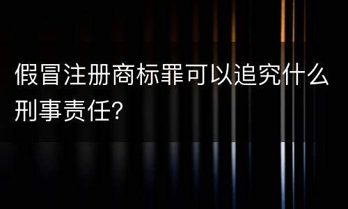 假冒注册商标罪可以追究什么刑事责任？