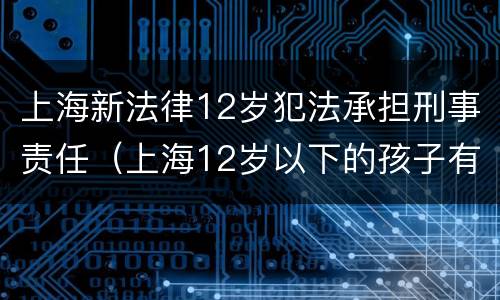 上海新法律12岁犯法承担刑事责任（上海12岁以下的孩子有多少）