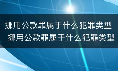 挪用公款罪属于什么犯罪类型 挪用公款罪属于什么犯罪类型的