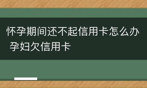 怀孕期间还不起信用卡怎么办 孕妇欠信用卡
