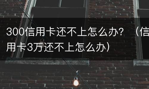 300信用卡还不上怎么办？（信用卡3万还不上怎么办）