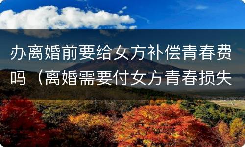 办离婚前要给女方补偿青春费吗（离婚需要付女方青春损失费吗）