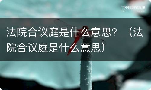法院合议庭是什么意思？（法院合议庭是什么意思）