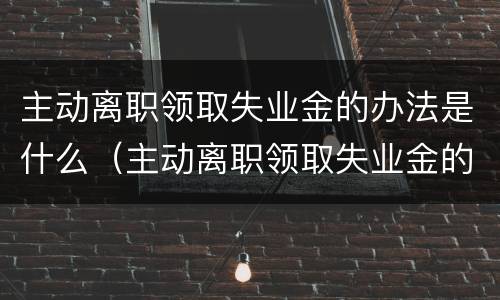 主动离职领取失业金的办法是什么（主动离职领取失业金的办法是什么意思）