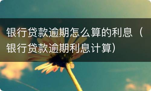 银行贷款逾期怎么算的利息（银行贷款逾期利息计算）