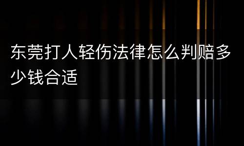 东莞打人轻伤法律怎么判赔多少钱合适