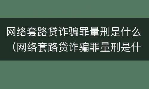 网络套路贷诈骗罪量刑是什么（网络套路贷诈骗罪量刑是什么意思）