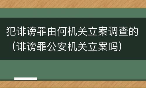 犯诽谤罪由何机关立案调查的（诽谤罪公安机关立案吗）
